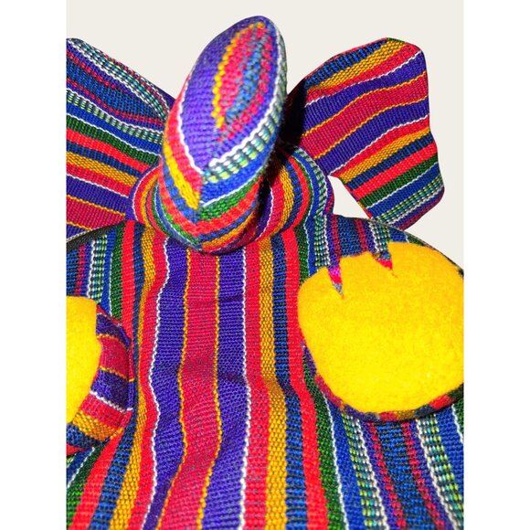 Childsize Handmade Elephant Backpack Woven Multicolor Stripes Yellow Paws - Picture 5 of 9